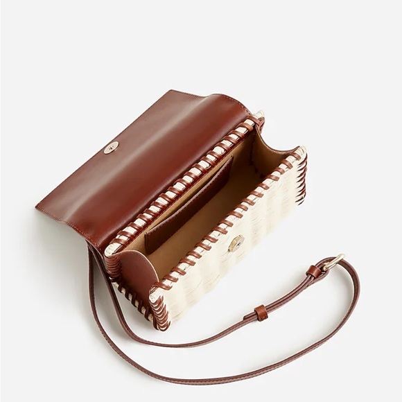 NEW! JCrew Small Leather & Wicker Raffia Bag - Picture 2 of 4